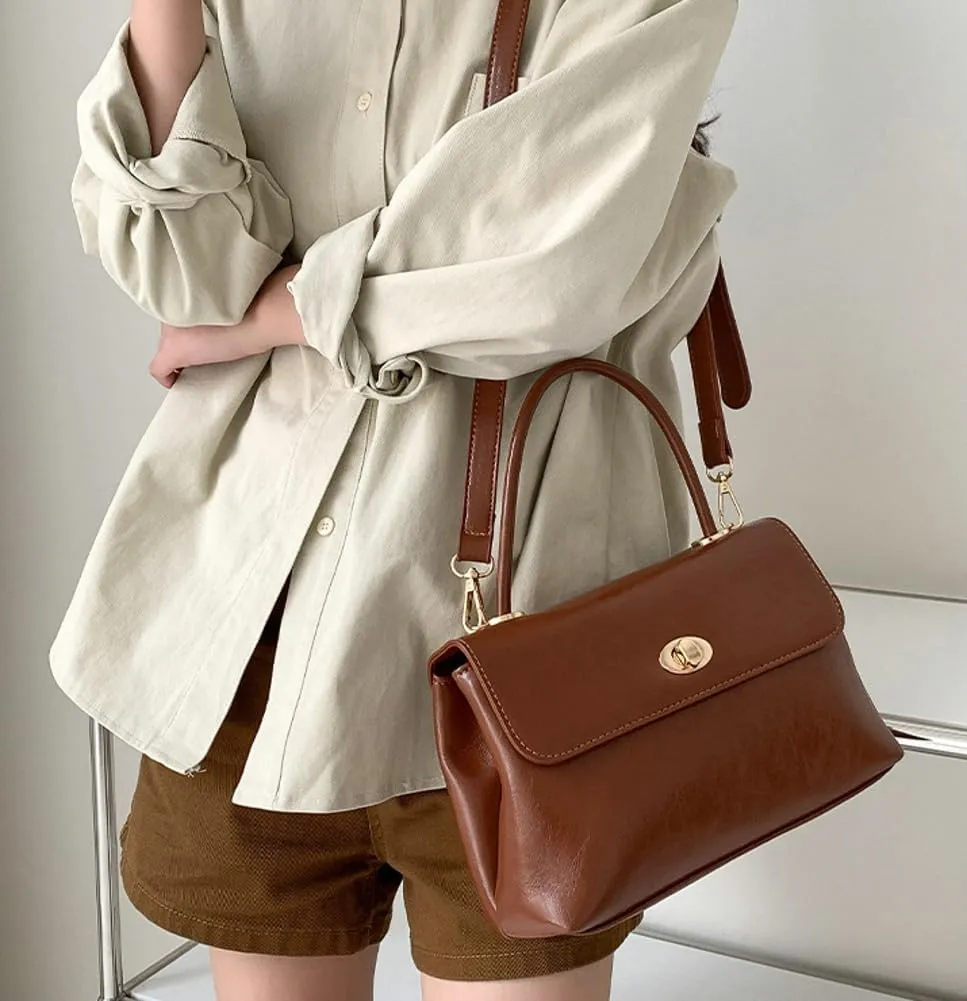 Women's Shoulder Crossbody Bag Handbag Retro Designer Purse Soft PU Leather Handbag Satchel Small Tote Bag
