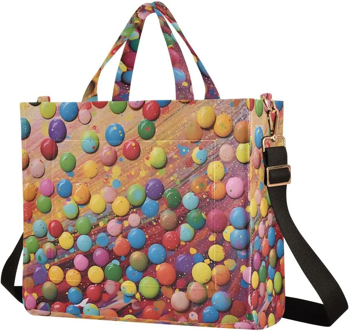 Women's Shoulder Handbags Pigment Bean Print, Corduroy Tote Bag Large Capacity Small Size