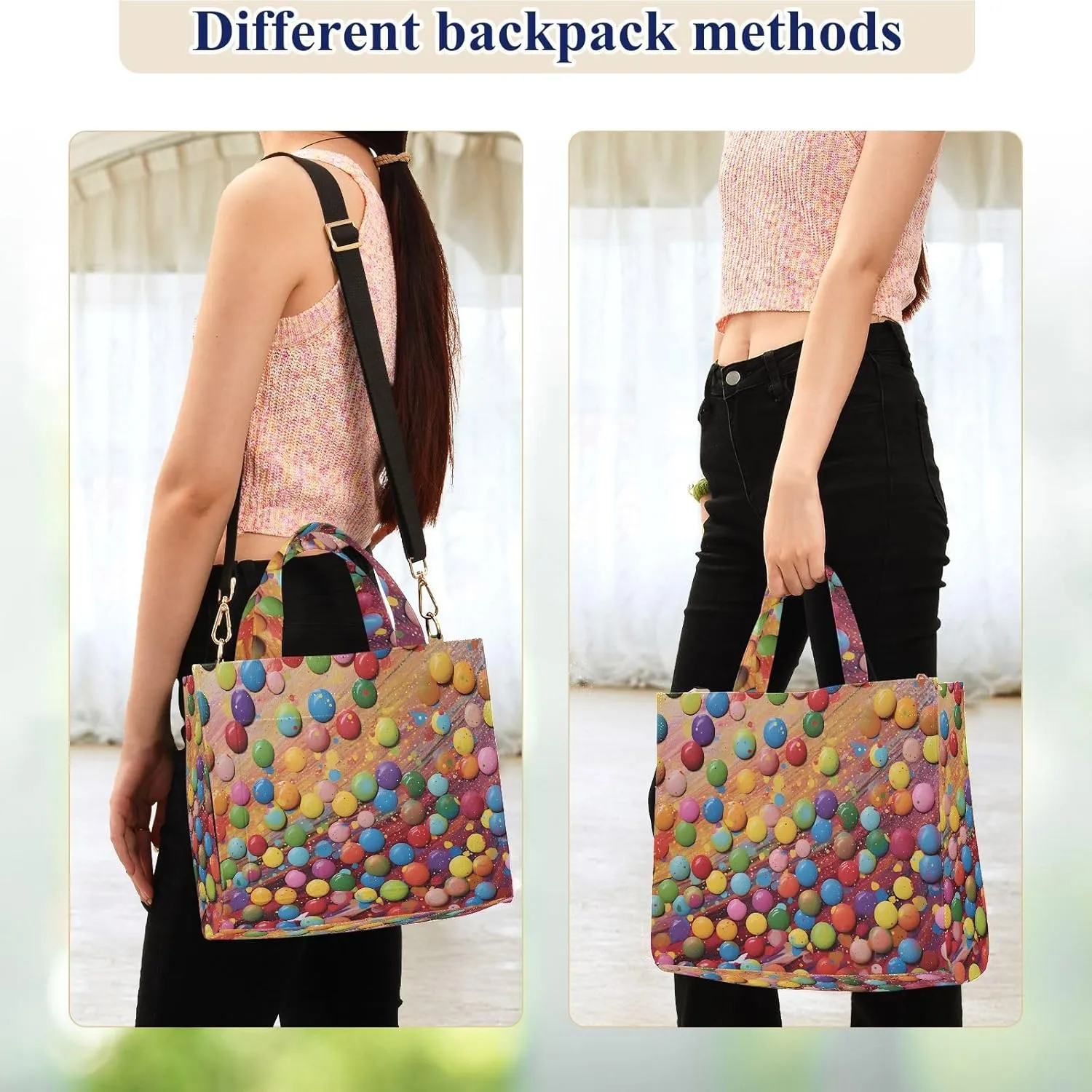 Women's Shoulder Handbags Pigment Bean Print, Corduroy Tote Bag Large Capacity Small Size