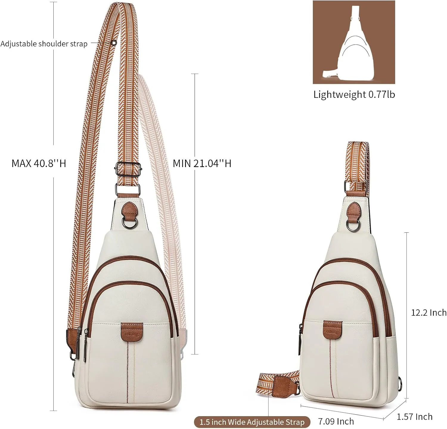Womens Sling Bag Crossbody Bags for Women Vegan Leather Sling Backpack Daypack Fanny Pack Crossbody Purse Travel