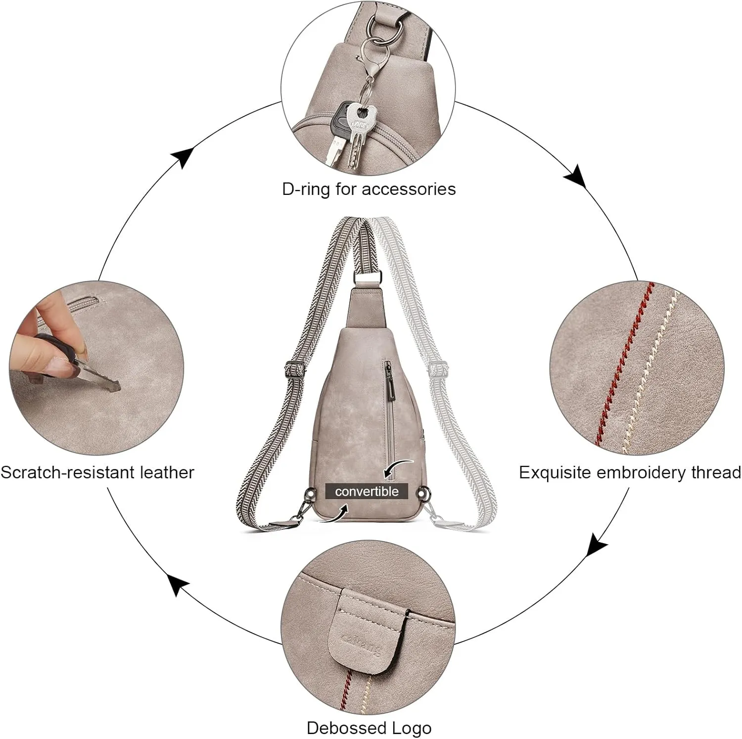 Womens Sling Bag Crossbody Bags for Women Vegan Leather Sling Backpack Daypack Fanny Pack Crossbody Purse Travel