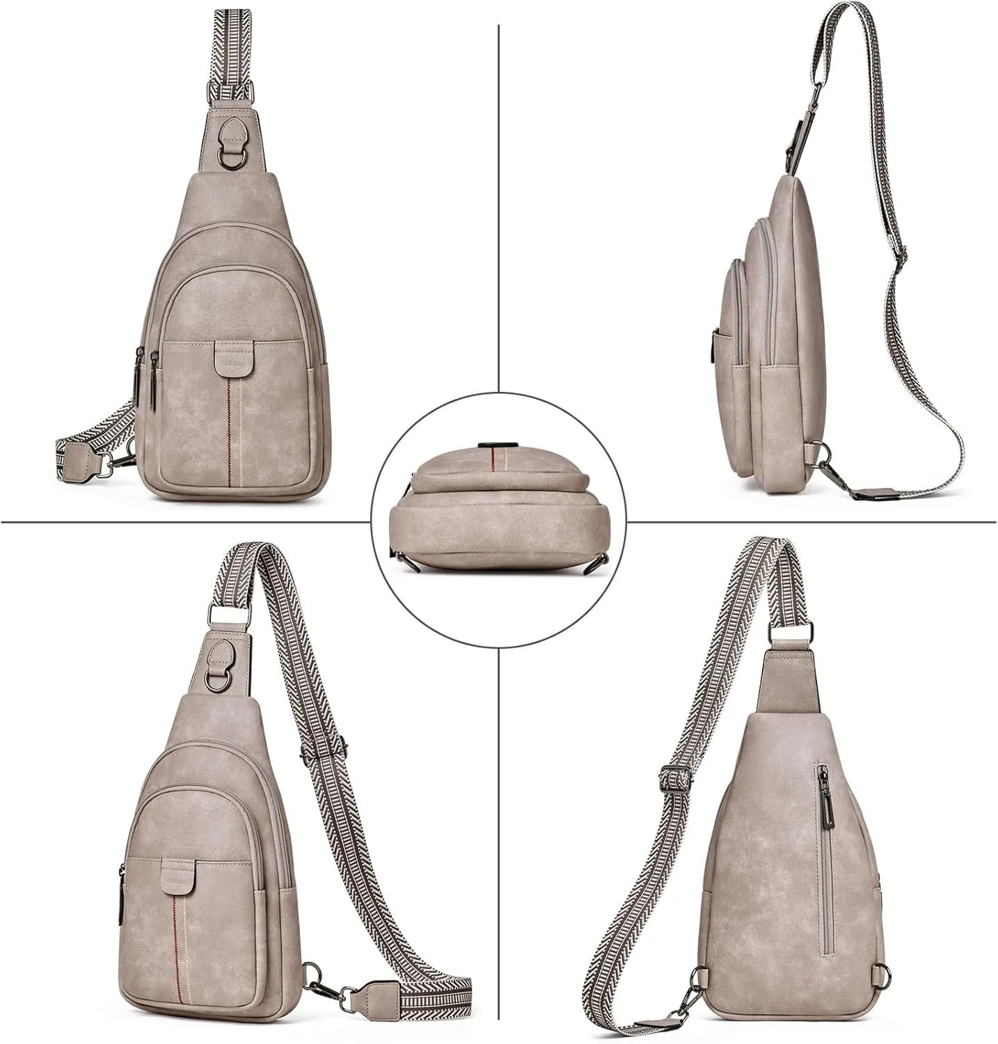 Womens Sling Bag Crossbody Bags for Women Vegan Leather Sling Backpack Daypack Fanny Pack Crossbody Purse Travel