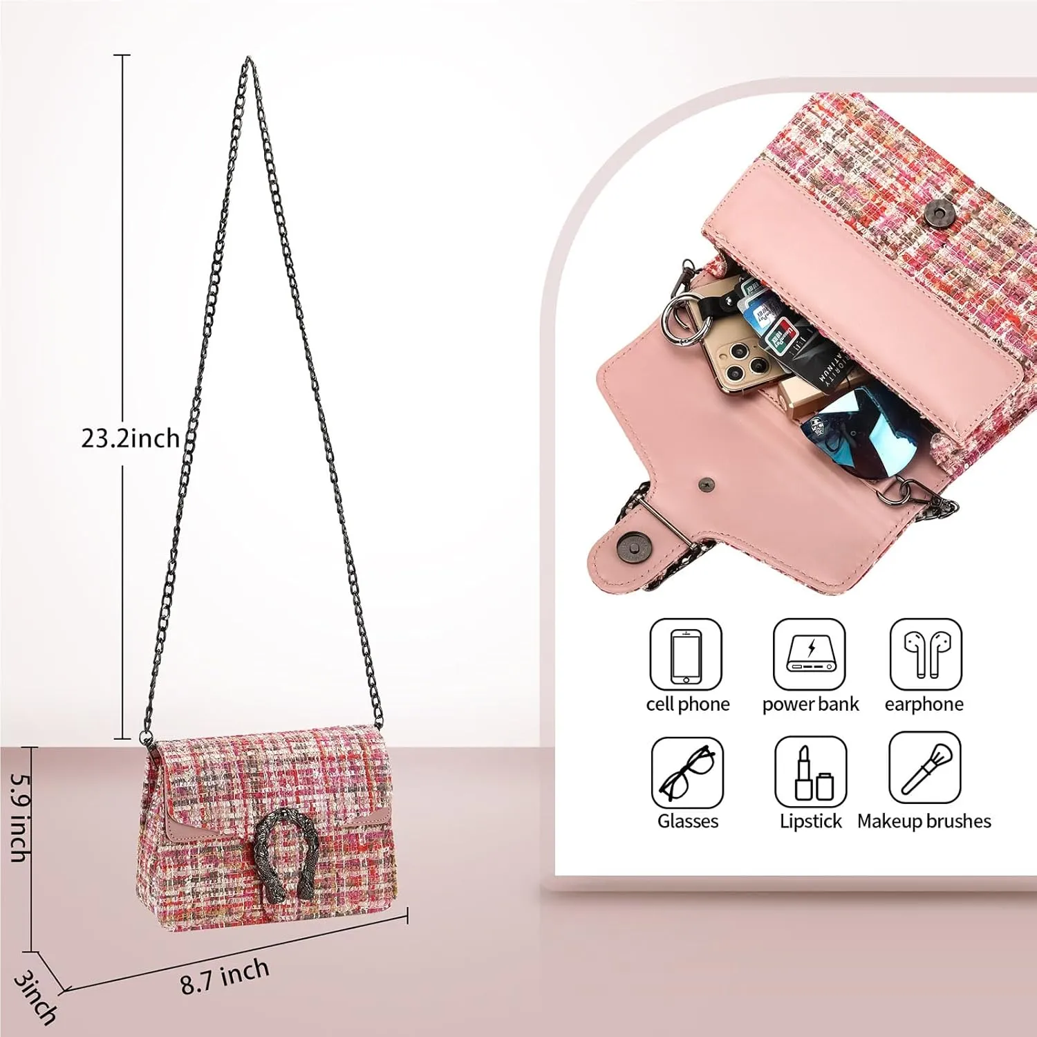 Women'S Small Crossbody Bag Pu Leather Shoulder Bag Small Handbag Clutch Bag Fashion Chain Evening Bag Quilted Purse