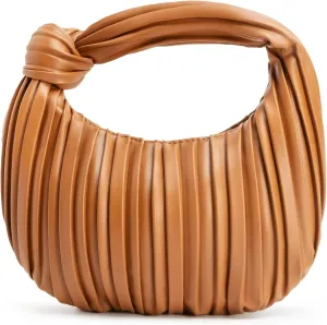 Women's Small Knotted Handbag Soft PU Leather Crossbody Dumpling Bag with Ruched Cloud Clutch Design