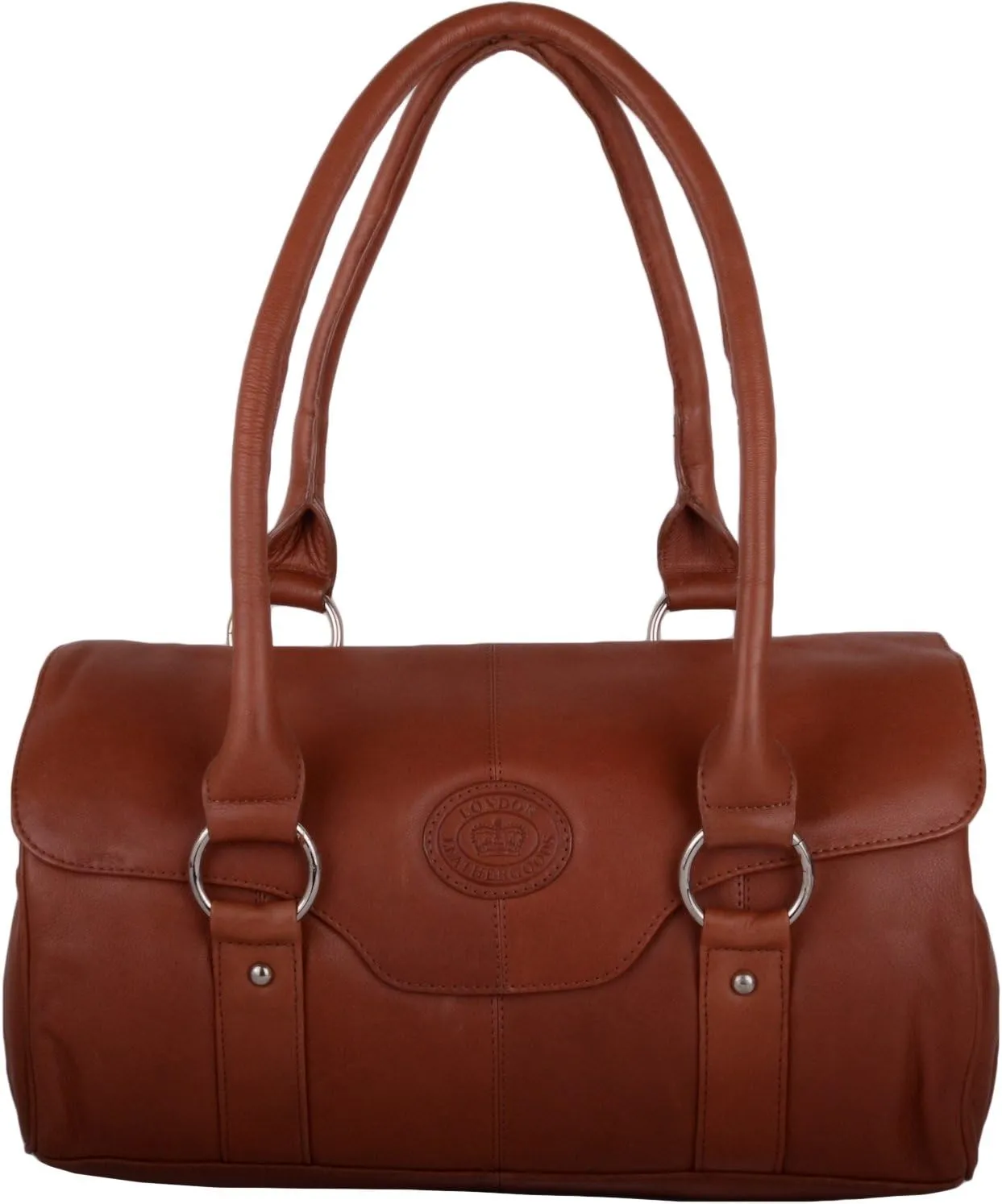 Womens Soft Premium Geunine Leather Large Shoulder/Hand Bag - Tan