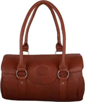 Womens Soft Premium Geunine Leather Large Shoulder/Hand Bag - Tan