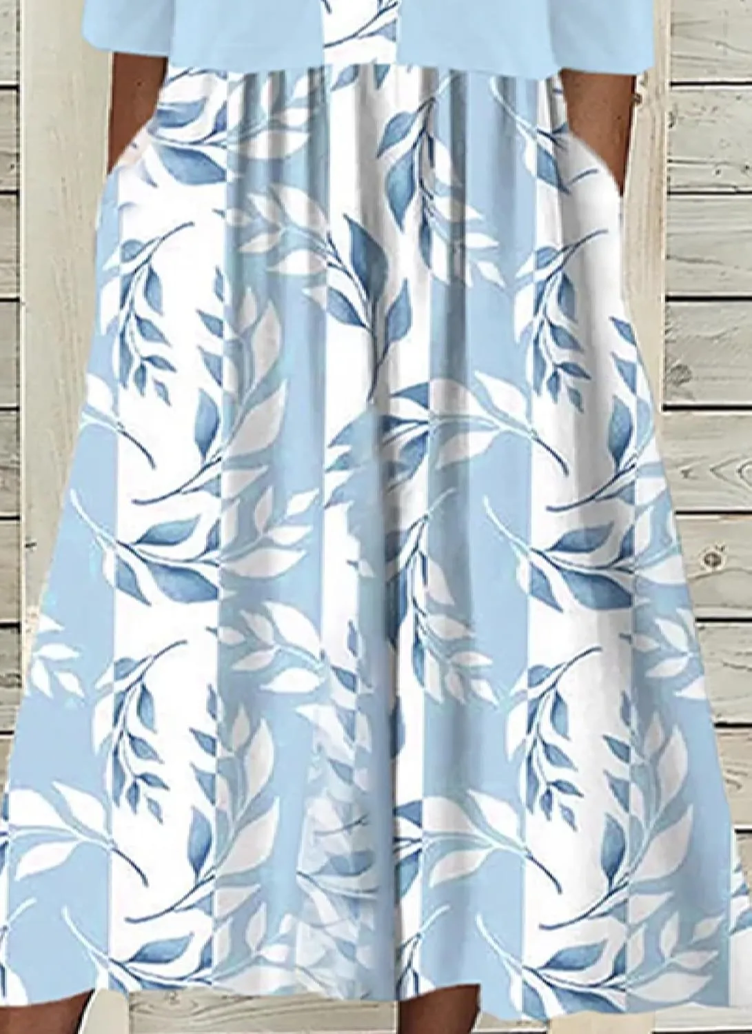 Womens Spring Summer Dress Two-Piece Plant Print Midi Dress V-Neck Half Sleeve with Jacket A-line Casual Dress