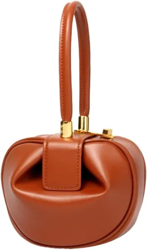 Women's Trendy Genuine Leather Clutch Purse Sphere Wristlet Handbags Mini Tote Bag Elegant Ladies Shoulder Satchels