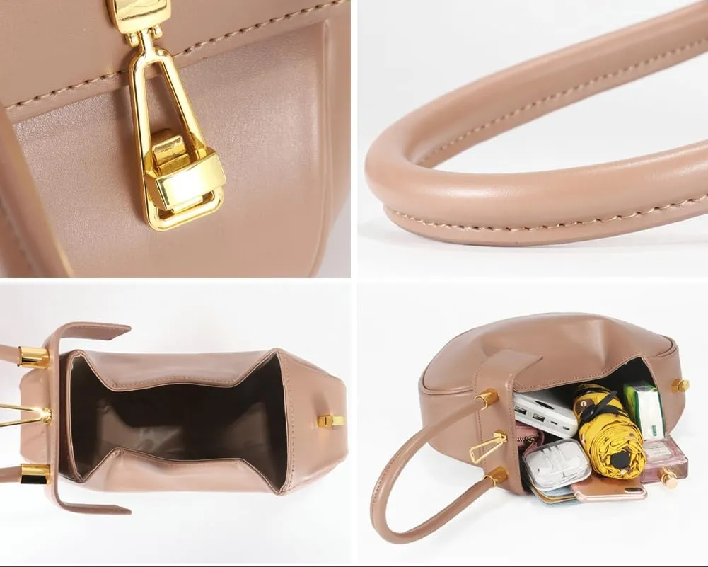 Women's Trendy Genuine Leather Clutch Purse Sphere Wristlet Handbags Mini Tote Bag Elegant Ladies Shoulder Satchels