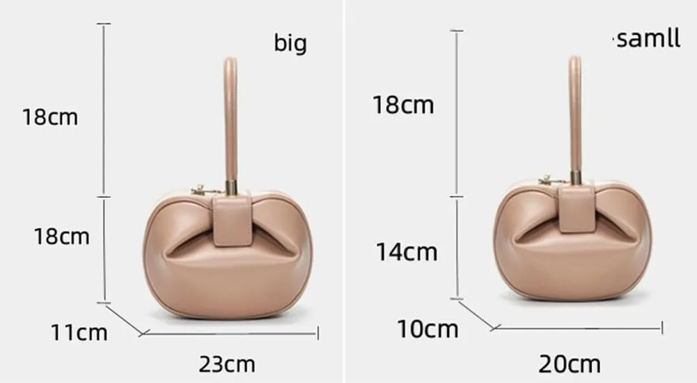Women's Trendy Genuine Leather Clutch Purse Sphere Wristlet Handbags Mini Tote Bag Elegant Ladies Shoulder Satchels