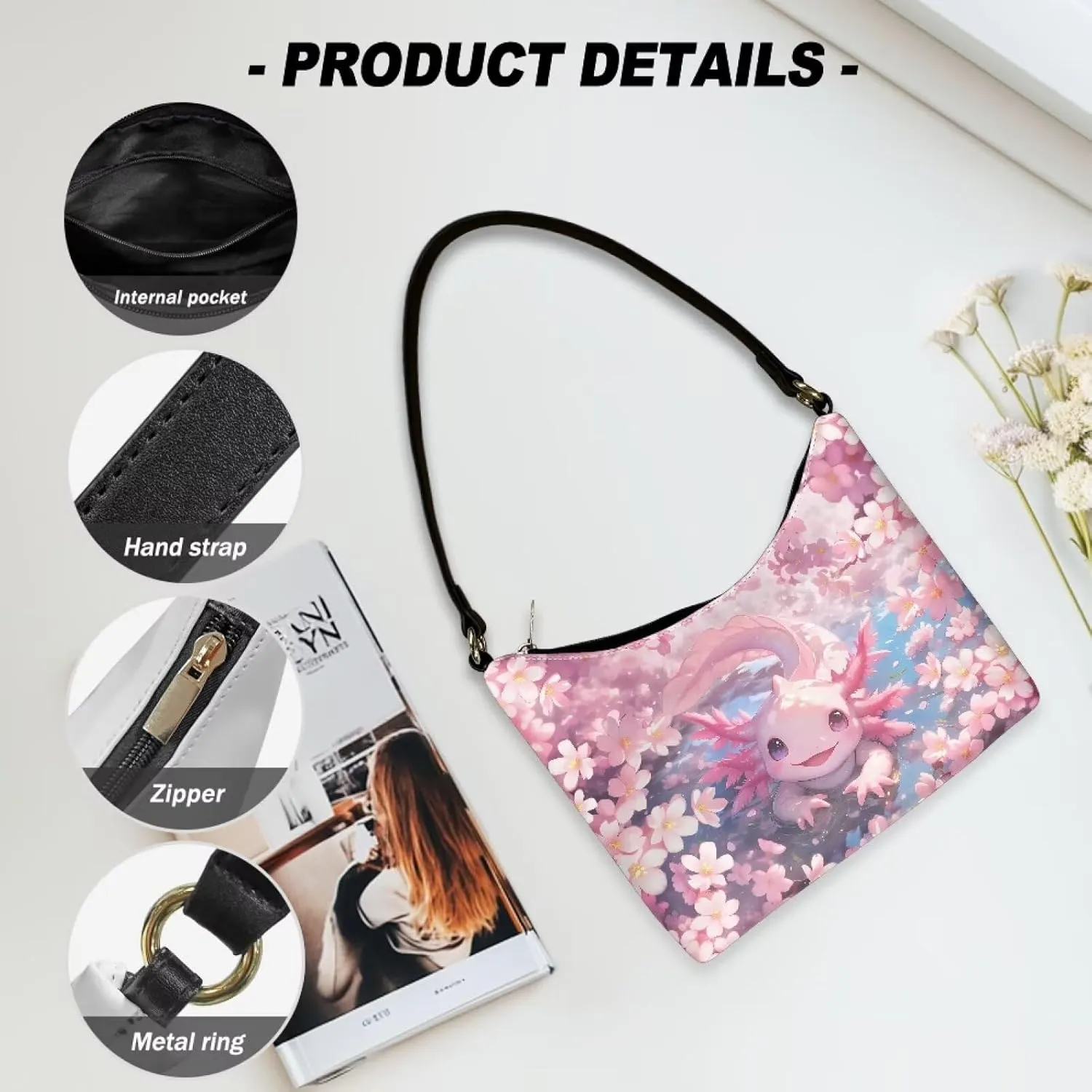 Women’s Underarm Bag Soft PU Leather Shoulder Bag Internal Zipper Pocket Handbag Ladies Small Purse Daily Travel