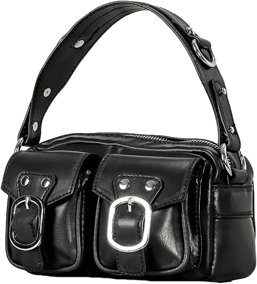 Womens Vintage Shoulder Tote Bag Small Y2k Vegan Leather Crossbody Purse Multi Pocket Handbag Top Handle Satchels