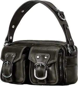 Womens Vintage Shoulder Tote Bag Small Y2k Vegan Leather Crossbody Purse Multi Pocket Handbag Top Handle Satchels