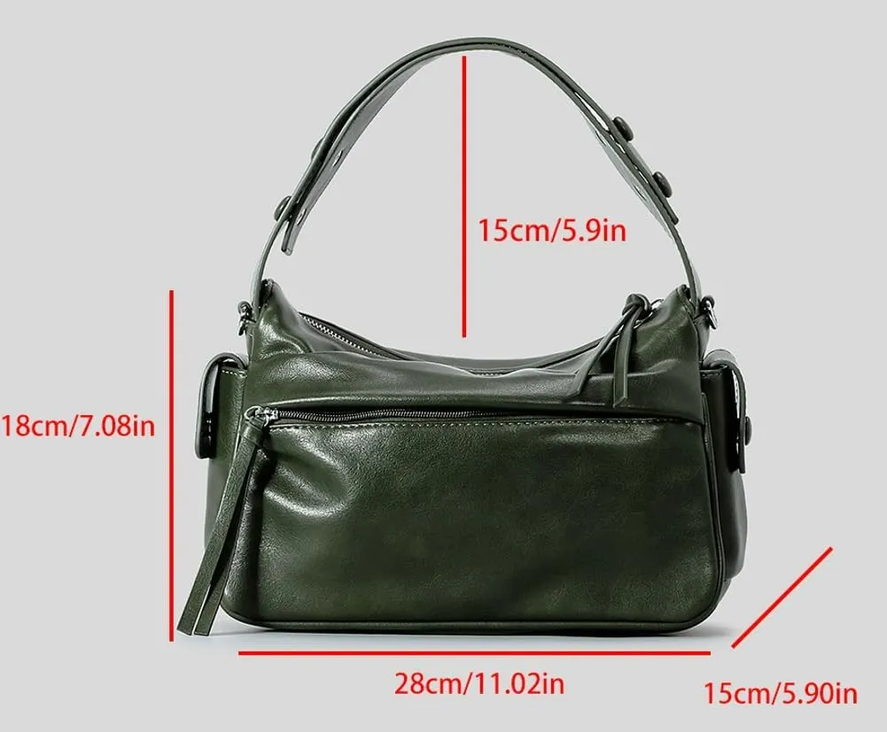 Womens Vintage Shoulder Tote Bag Small Y2k Vegan Leather Crossbody Purse Multi Pocket Handbag Top Handle Satchels