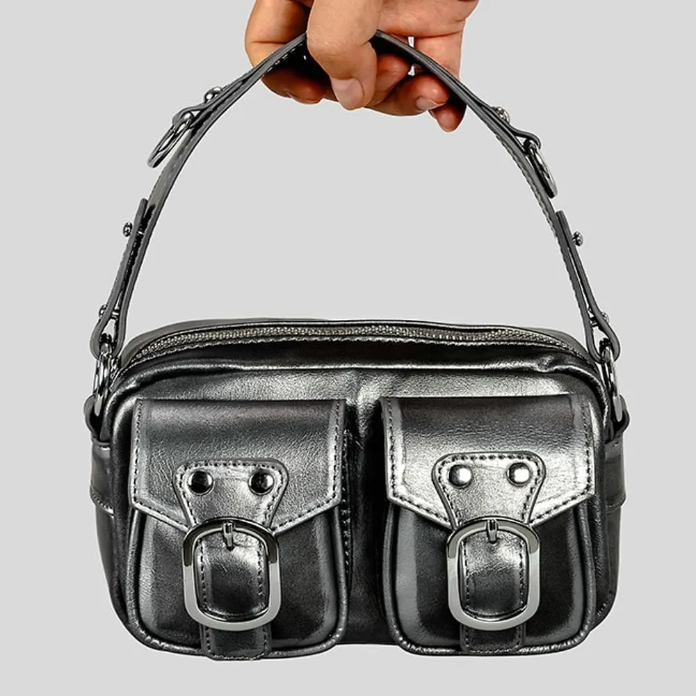 Womens Vintage Shoulder Tote Bag Small Y2k Vegan Leather Crossbody Purse Multi Pocket Handbag Top Handle Satchels