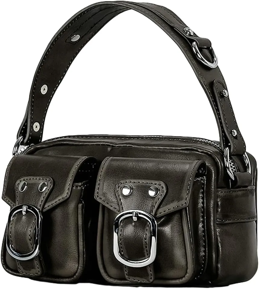 Womens Vintage Shoulder Tote Bag Small Y2k Vegan Leather Crossbody Purse Multi Pocket Handbag Top Handle Satchels