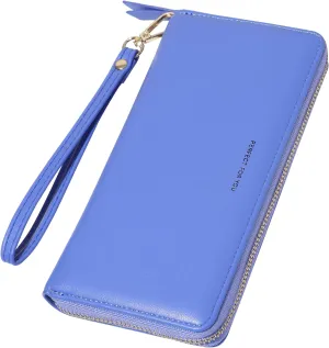 Womens Wallet RFID Large Capacity Zip Around Wallet PU Leather Credit Card Holder Clutch Wristlet Wallet Travel Purse