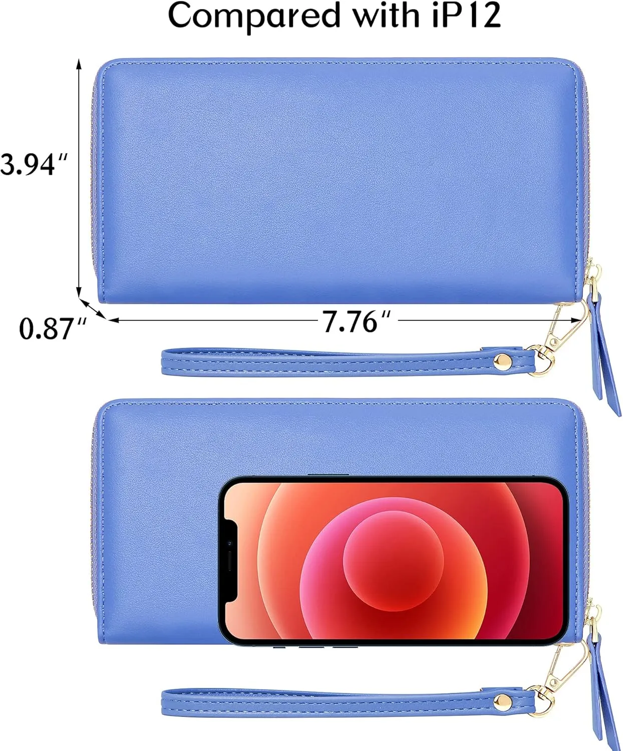 Womens Wallet RFID Large Capacity Zip Around Wallet PU Leather Credit Card Holder Clutch Wristlet Wallet Travel Purse