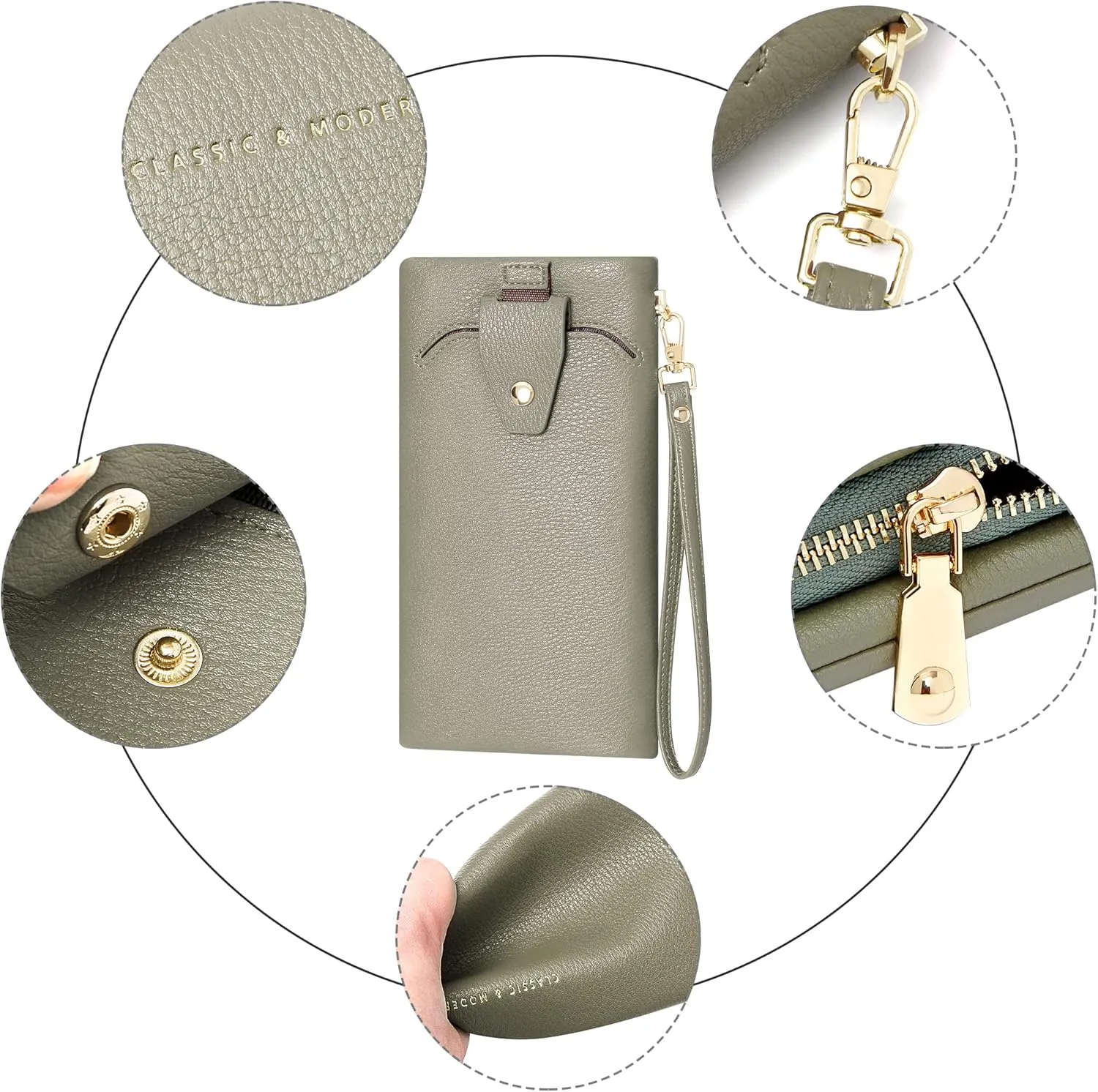 Womens Wallet RFID Large Capacity Zip Around Wallet PU Leather Credit Card Holder Clutch Wristlet Wallet Travel Purse