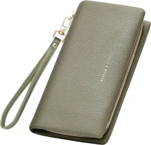 Womens Wallet RFID Large Capacity Zip Around Wallet PU Leather Credit Card Holder Clutch Wristlet Wallet Travel Purse