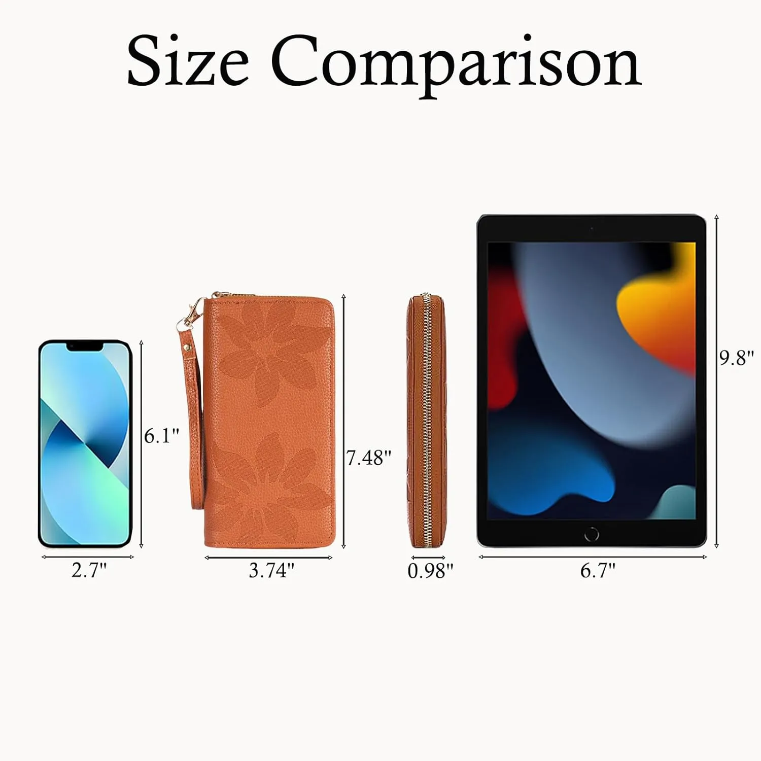Womens Wallet RFID Wristlet Wallet for Women Zip Around Credit Card Holder Floral Leather Ladies Clutch Long Purse