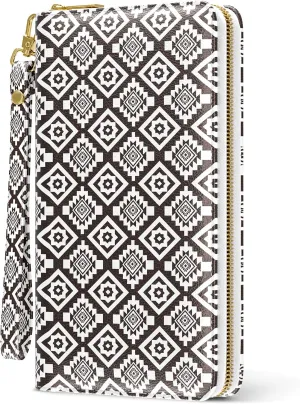 Womens Wallet, RFID Wristlet Wallets for Women, Ladies Clutch Purses, Large Travel Card Holder with Phone Holder
