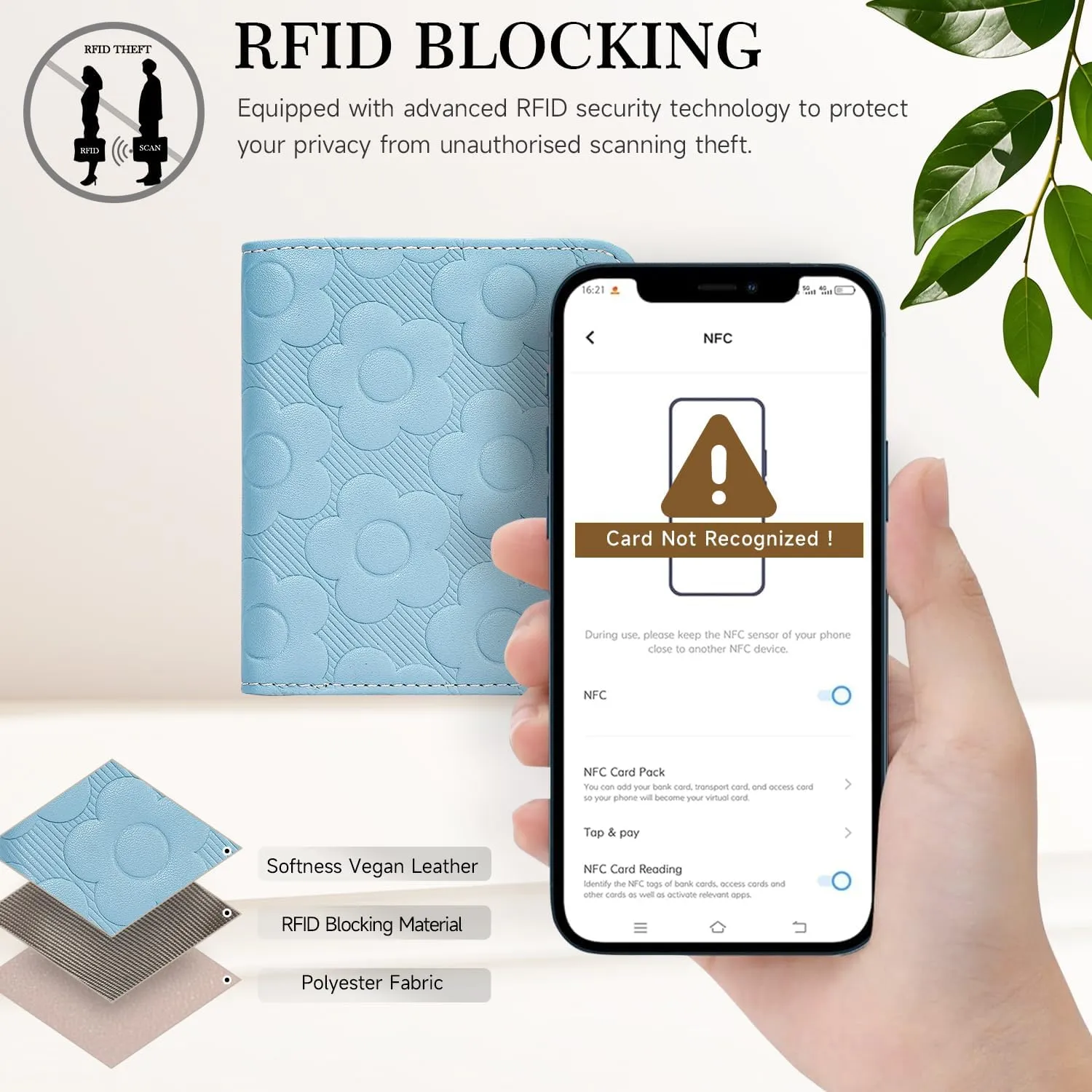 Womens Wallet,Slim Small Wallet Women RFID Bifold Compact Wallets for Women 3D Embossed Leather Wallet with ID Credit Card Holder Zipper Coin Pocket Blue