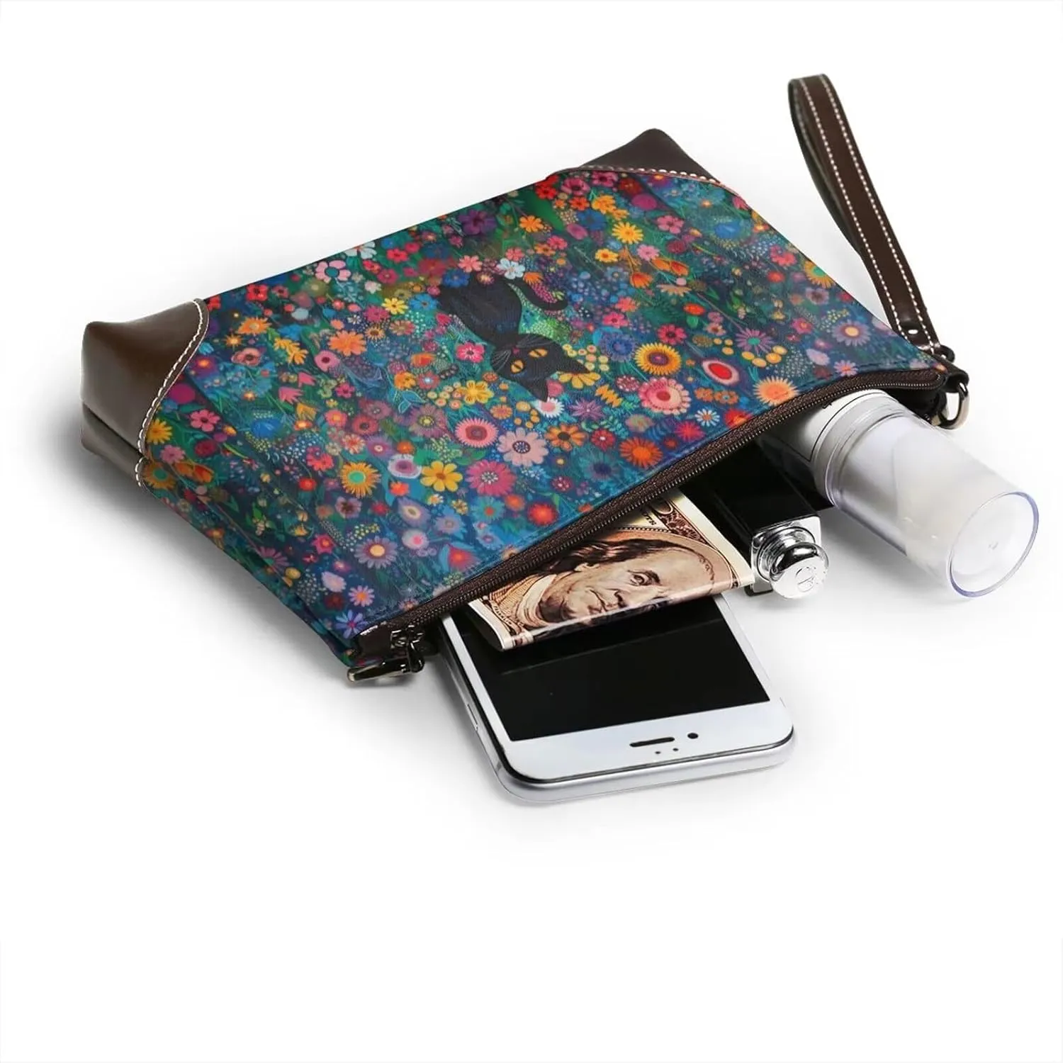 Women's Zip Around Purse Wallet Handbag PU Leather Clutch Wallets for Party