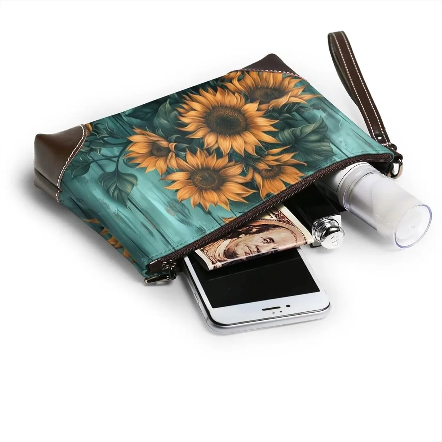 Women's Zip Around Purse Wallet Handbag PU Leather Clutch Wallets for Party