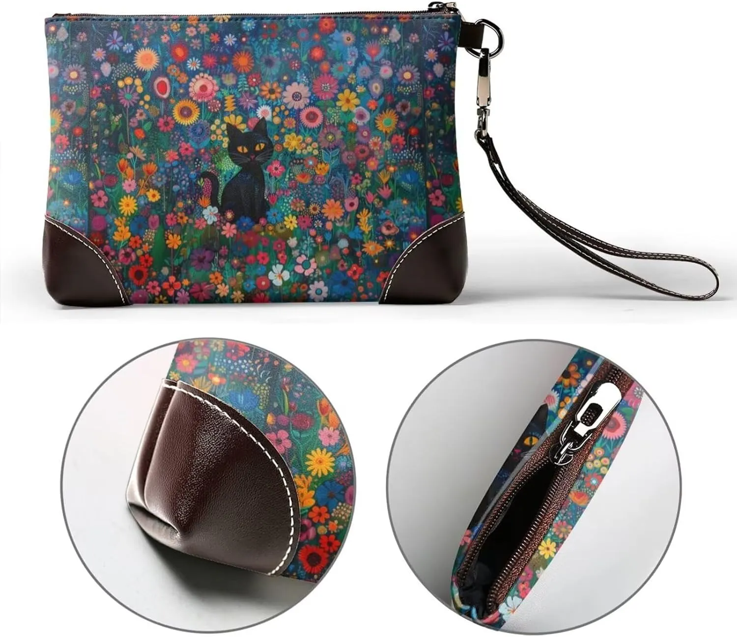 Women's Zip Around Purse Wallet Handbag PU Leather Clutch Wallets for Party