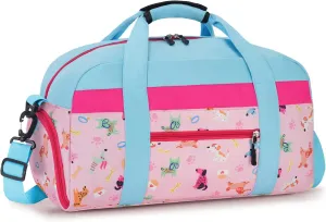 WOOMADA Travel Duffle Bag, Weekend Bag with Wet Pocket & Trolley Sleeve, Overnight Duffel(Pink Dog)