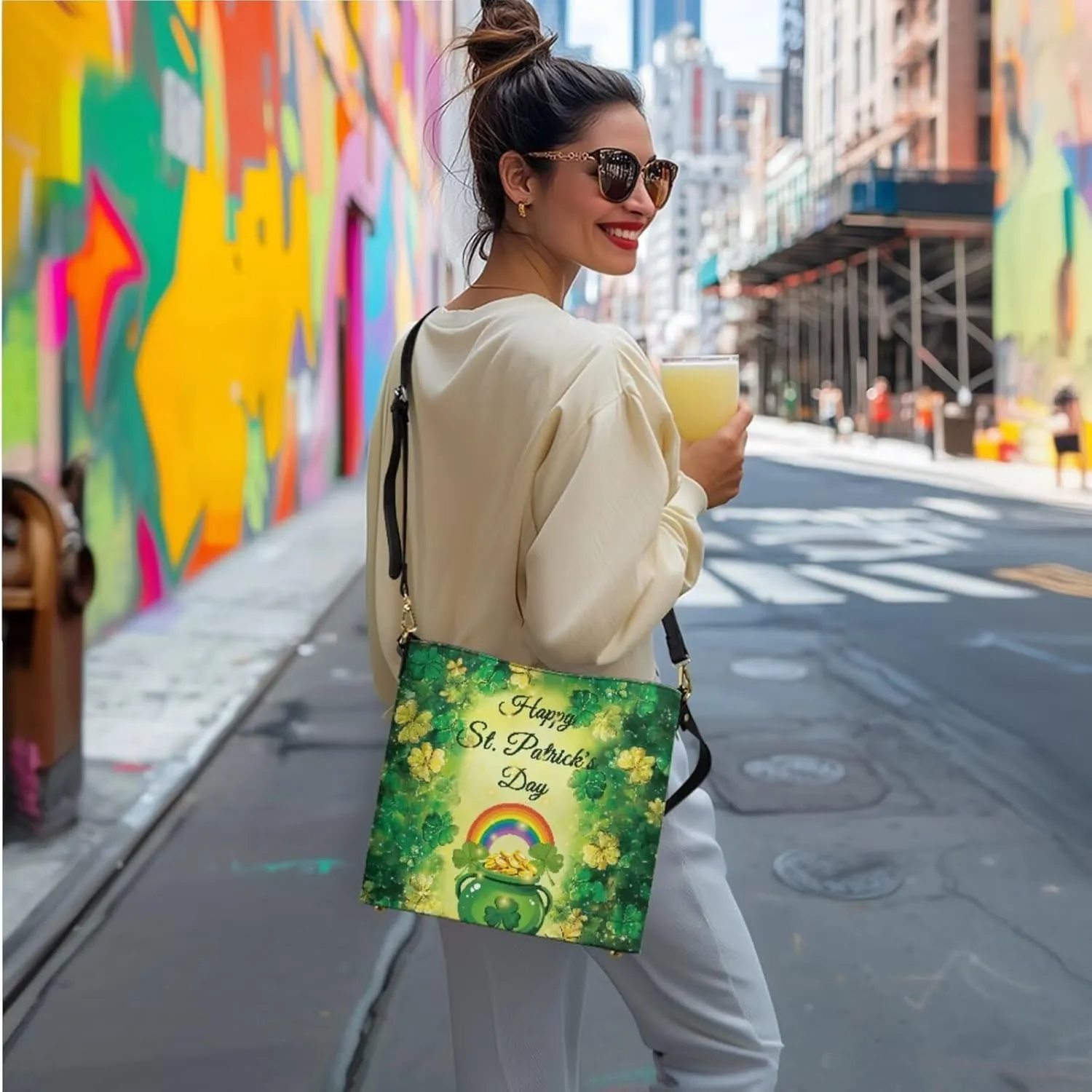 Work Crossbody Bucket Bag Set of 3 Large Shoulder Tote Bag for Women Wallet and Clutch Cosmetic Zipper Handbags
