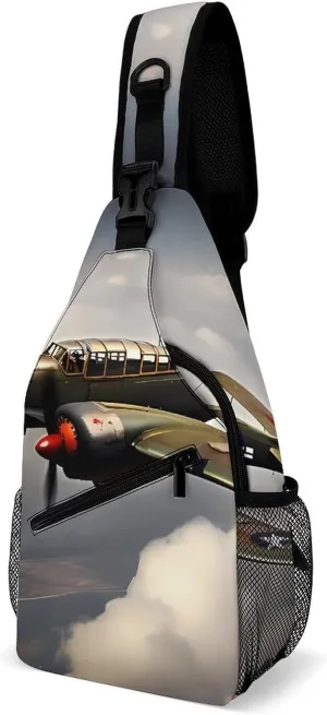 World War 2 Aircraft Airplane Sling Bag for Men Women Travel Crossbody Bags Large Hiking Sling Backpack Chest Bag Man Purse