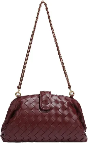 Woven Clutch Purse Shoulder Bag for Women Soft Tote Bag Shell Handbag Crossbody Bags Vegan Leather Shoulder Underarm Bag 2025