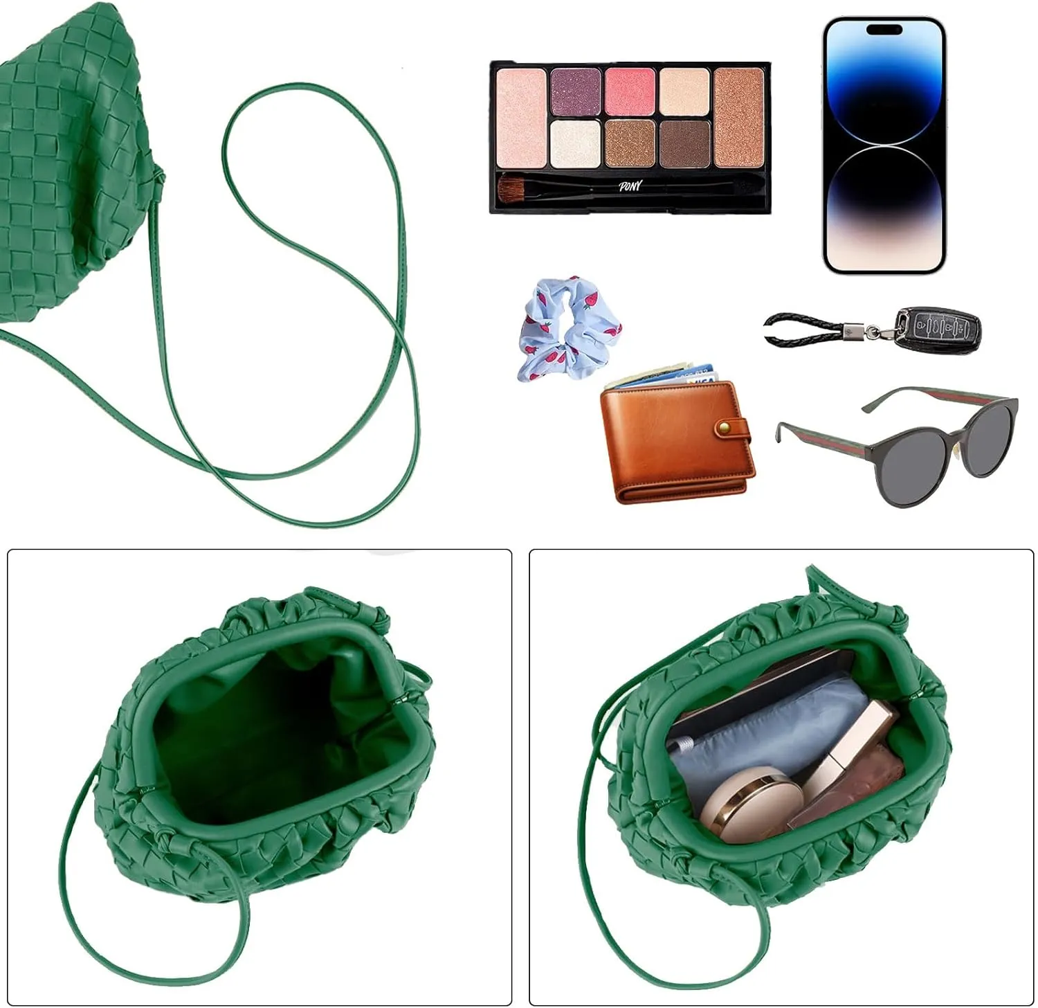 Woven Dumpling Bag for Women Clutch Purses, Cloud Crossbody Handbag Soft Shoulder Bag
