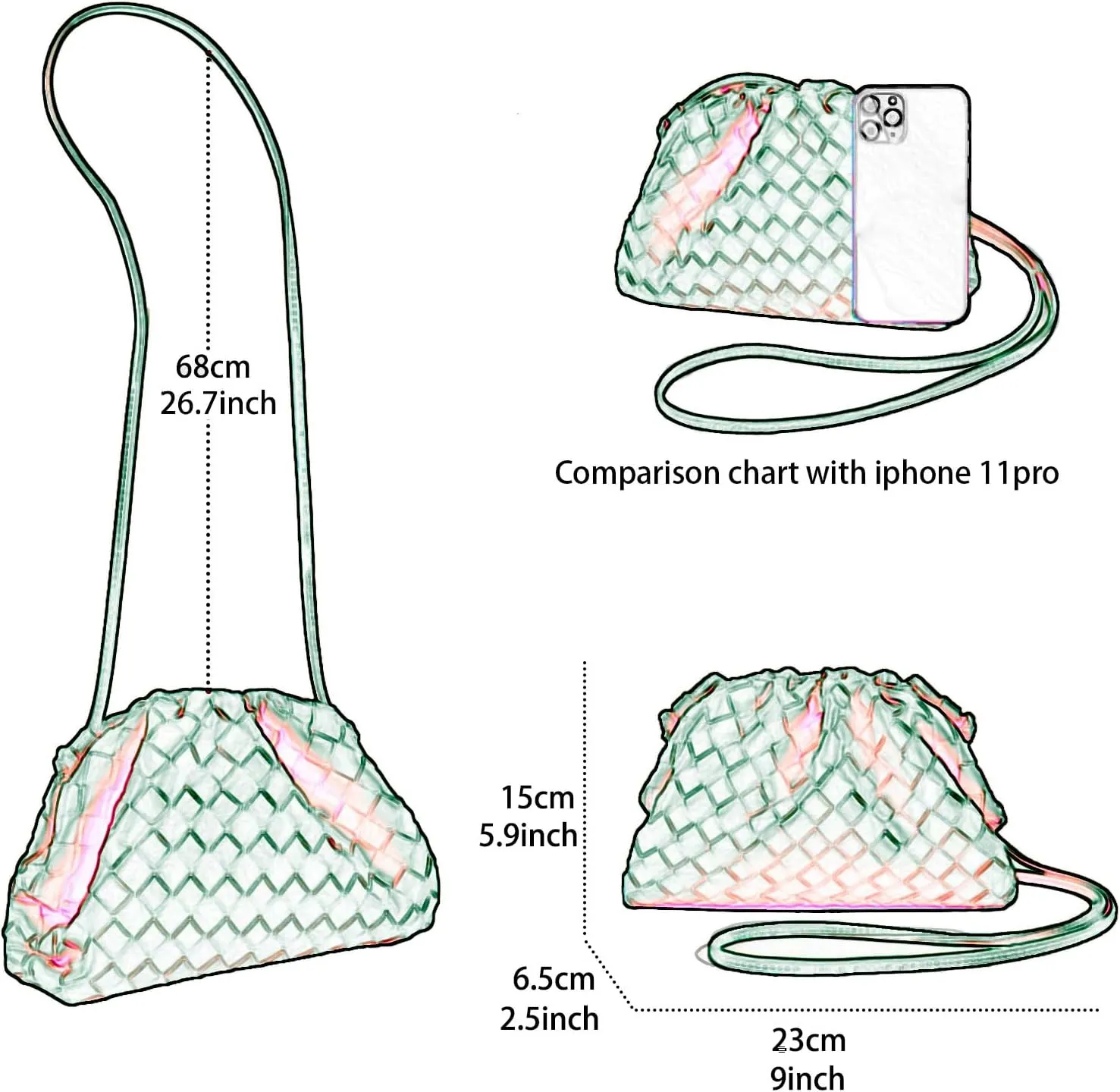 Woven Dumpling Bag for Women Clutch Purses, Cloud Crossbody Handbag Soft Shoulder Bag