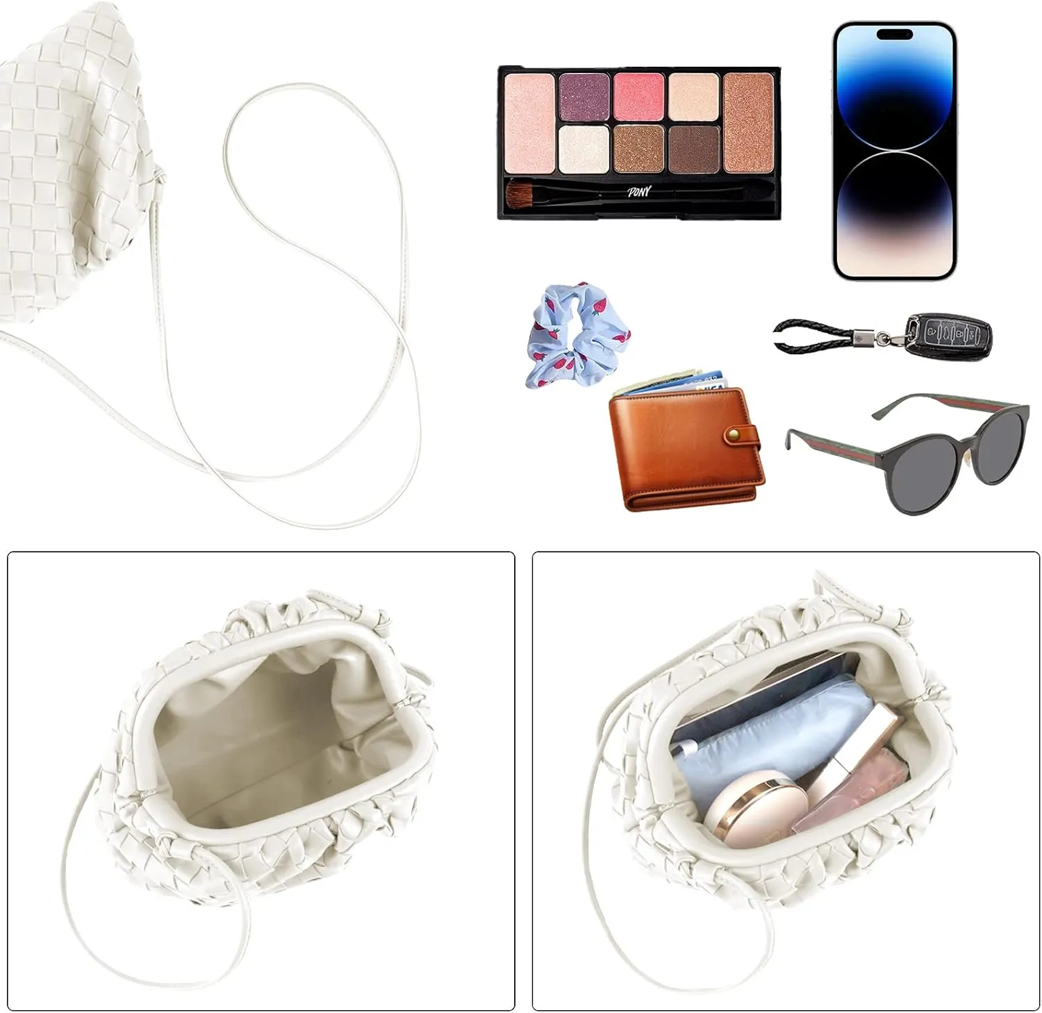 Woven Dumpling Bag for Women Clutch Purses, Cloud Crossbody Handbag Soft Shoulder Bag
