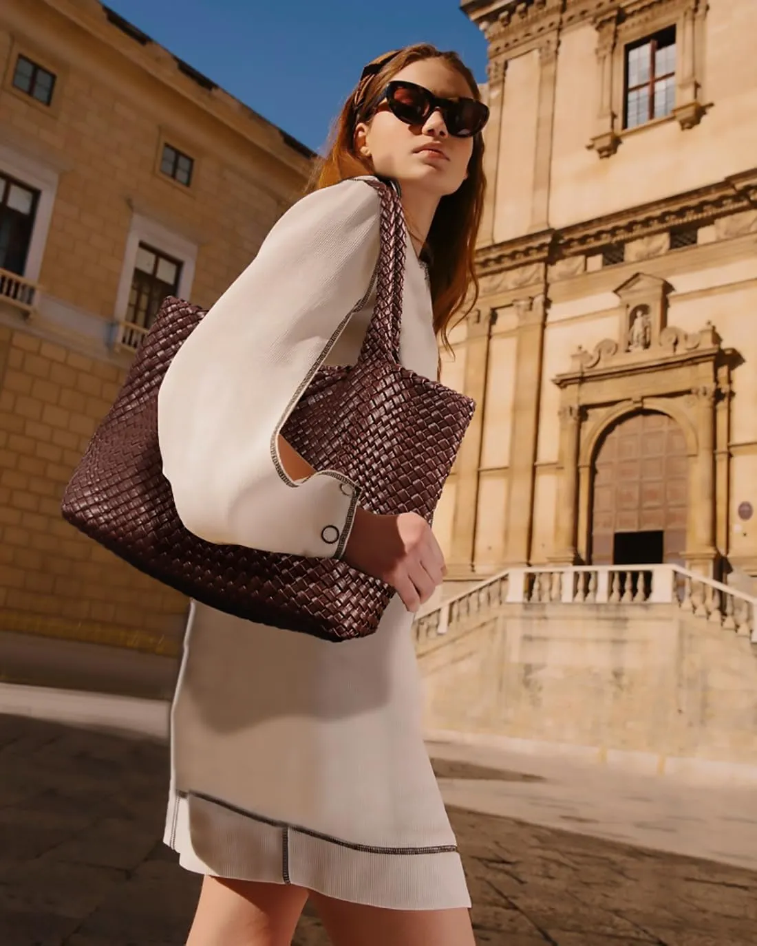 Woven Shoulder Bag for Women, Fashion Top Handle Soft Vegan Leather Shopper