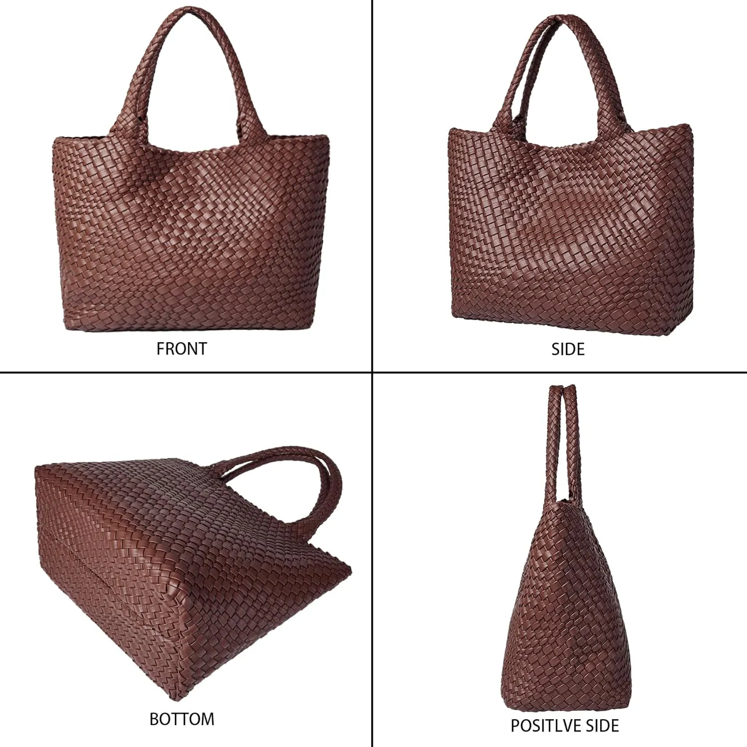 Woven Shoulder Bag for Women, Fashion Top Handle Soft Vegan Leather Shopper