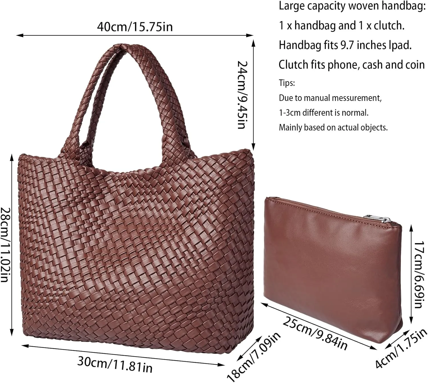 Woven Shoulder Bag for Women, Fashion Top Handle Soft Vegan Leather Shopper