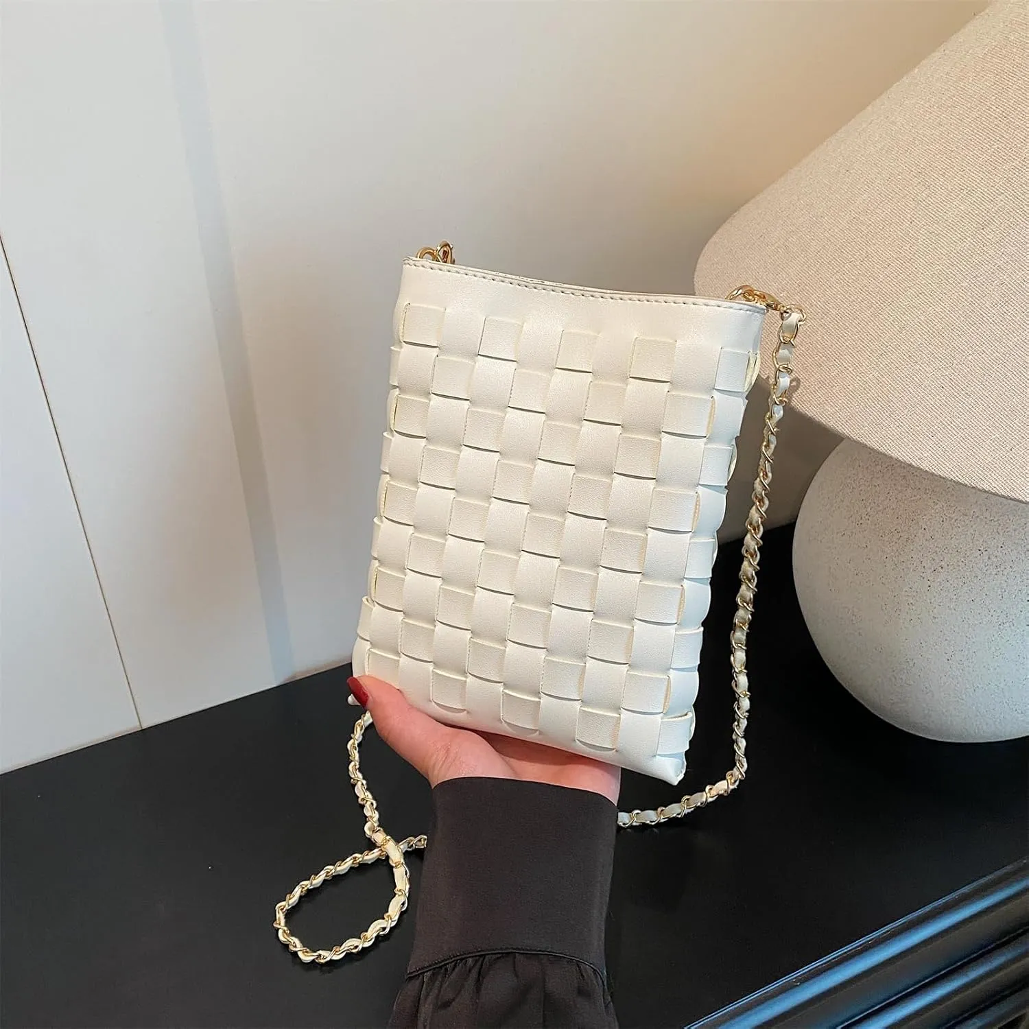 Woven Small Crossbody Bags Cell Phone Purse for Women Teen Girls Small Shoulder Phone Bag