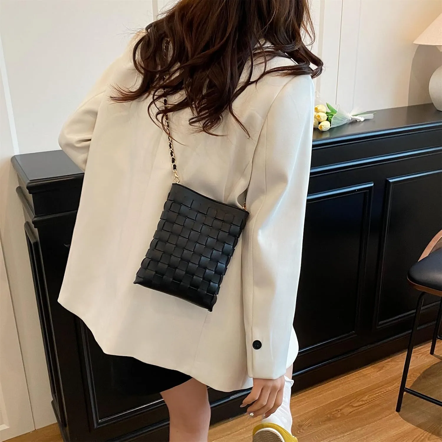 Woven Small Crossbody Bags Cell Phone Purse for Women Teen Girls Small Shoulder Phone Bag