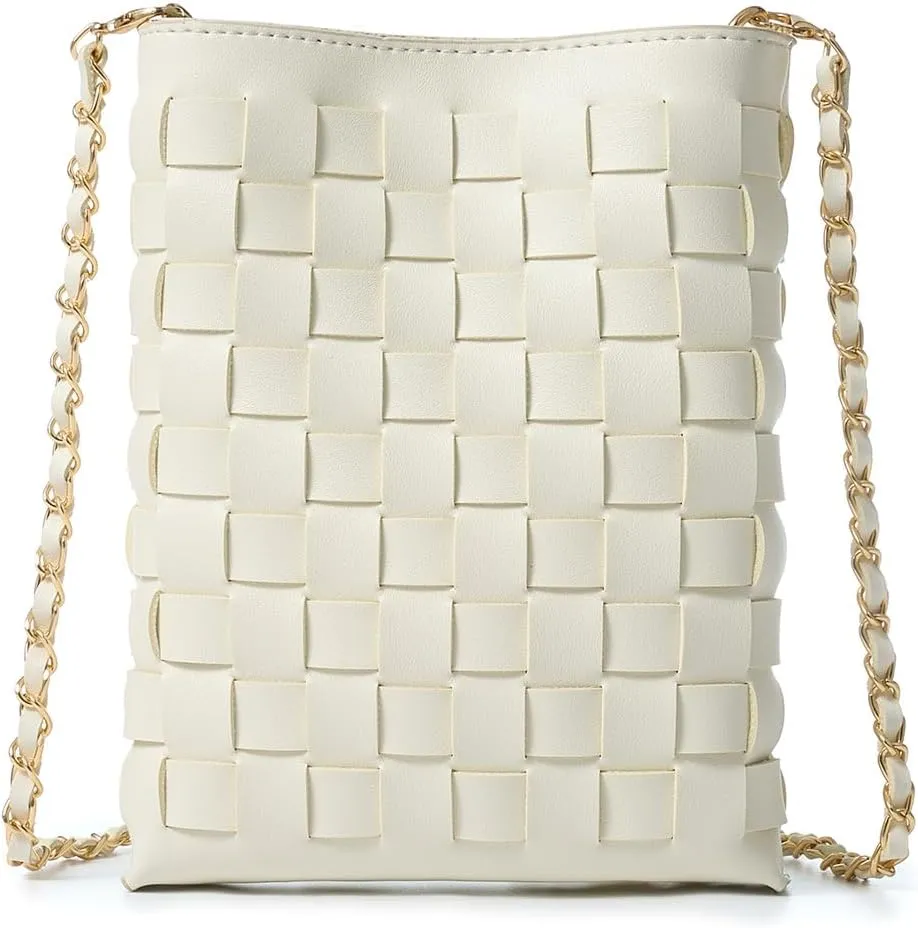 Woven Small Crossbody Bags Cell Phone Purse for Women Teen Girls Small Shoulder Phone Bag