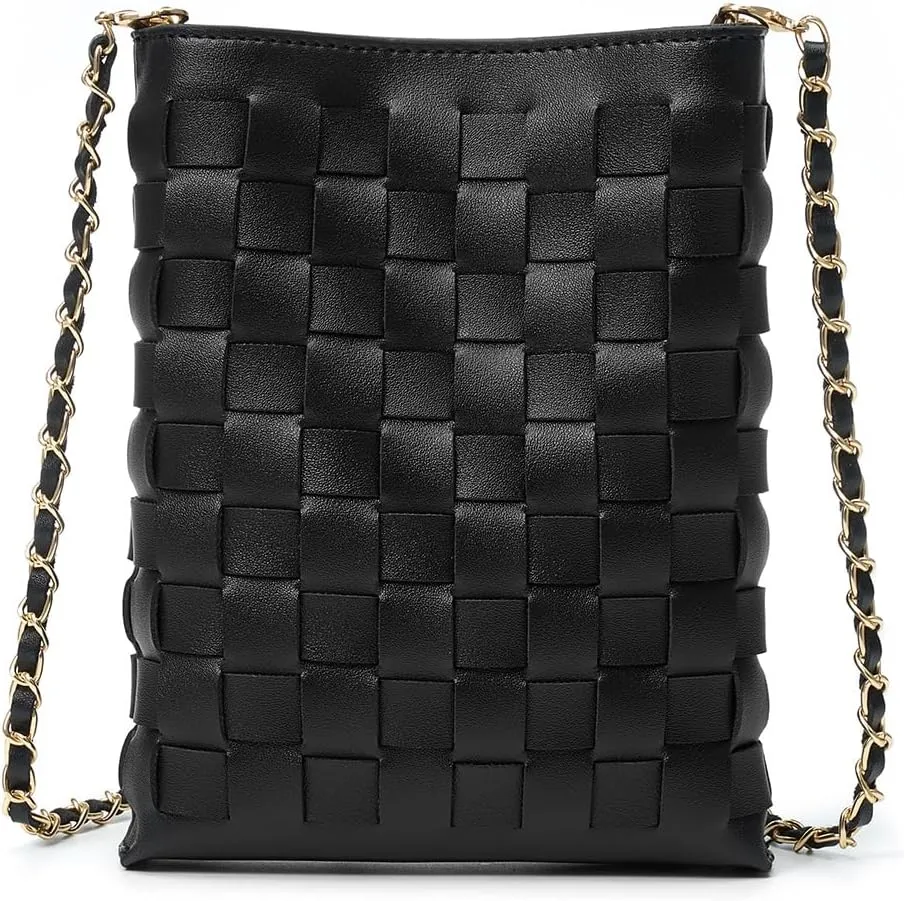 Woven Small Crossbody Bags Cell Phone Purse for Women Teen Girls Small Shoulder Phone Bag