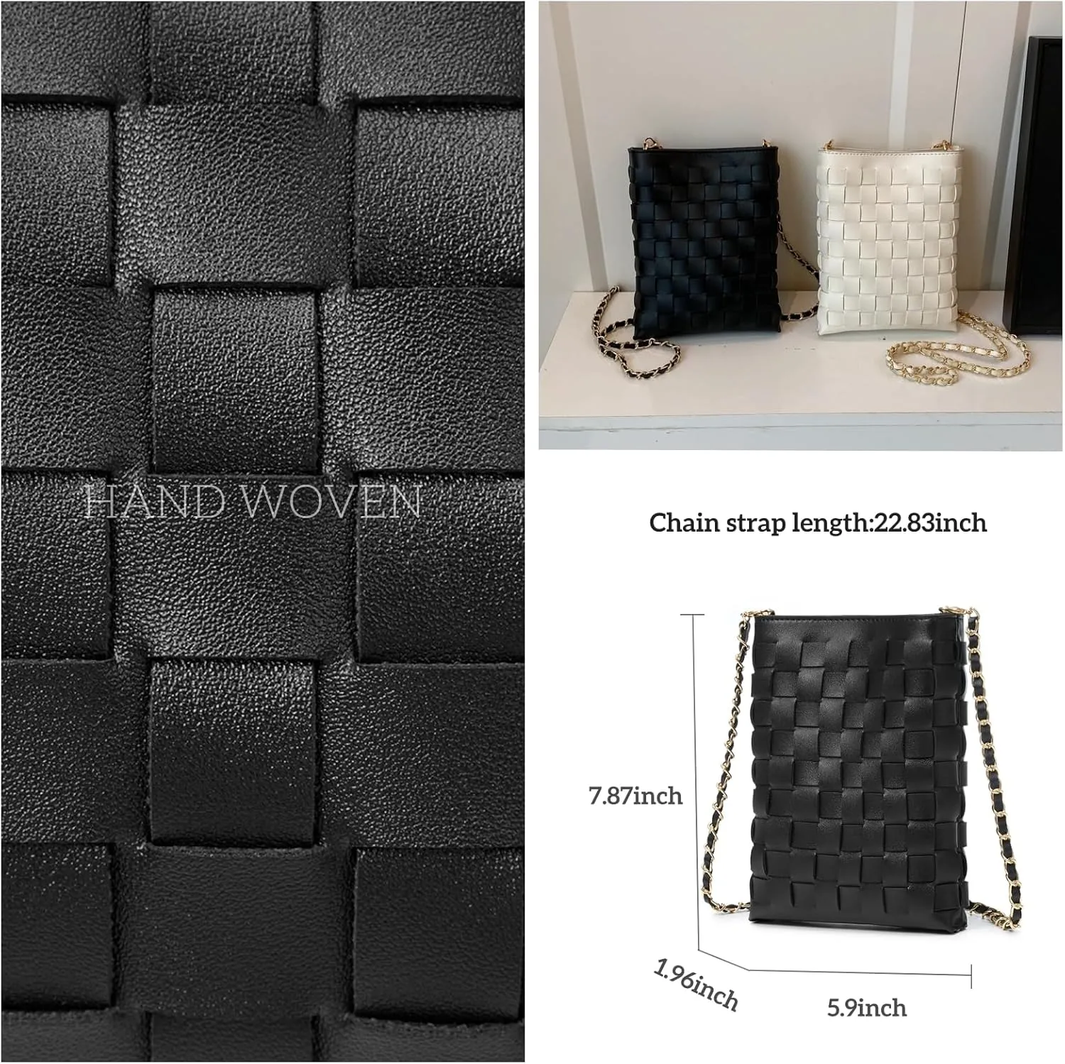 Woven Small Crossbody Bags Cell Phone Purse for Women Teen Girls Small Shoulder Phone Bag