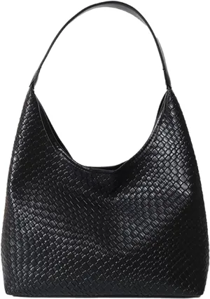 Woven Soft Leather Tote Bag, Leather Shoulder Bag for women