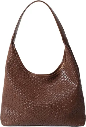 Woven Soft Leather Tote Bag, Leather Shoulder Bag for women
