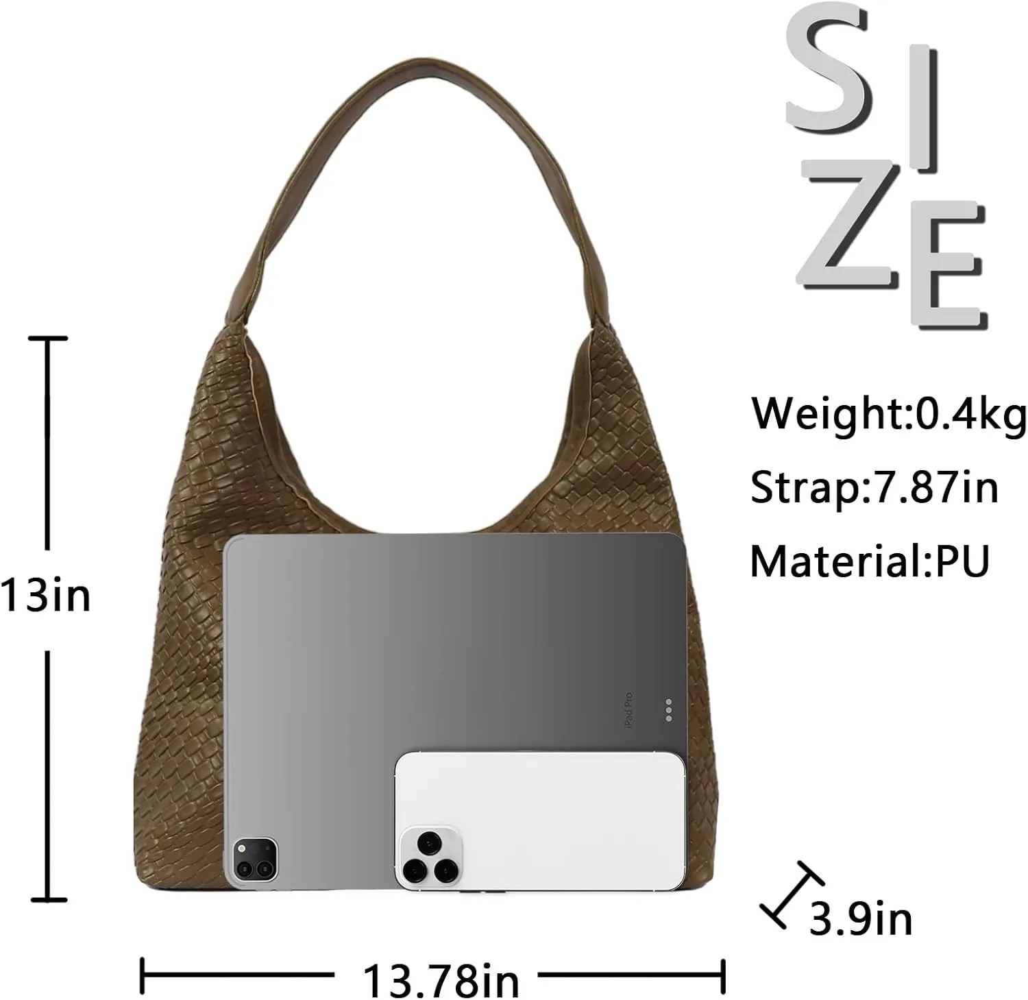 Woven Soft Leather Tote Bag, Leather Shoulder Bag for women