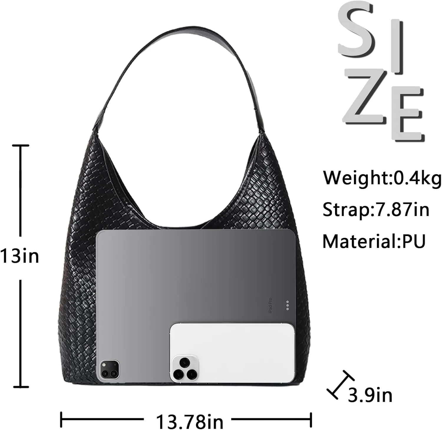 Woven Soft Leather Tote Bag, Leather Shoulder Bag for women