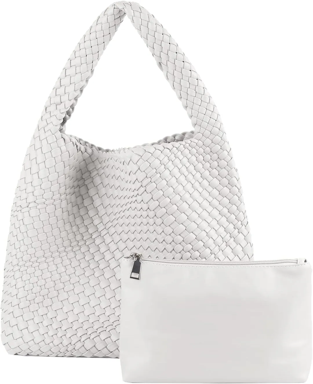 Woven Tote Bag for Women Soft Leather Tote Handbags Fashion Woven Shoulder Bag for Women Daily，Shopping